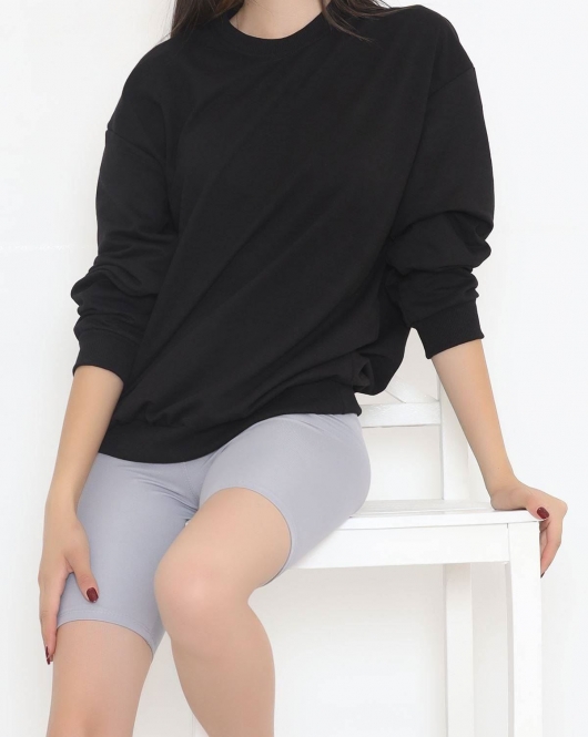 Bisiklet Yaka Sweat Siyah - 3042.275.