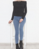 Madonna Yaka Kaşkorse Bluz Siyah - 9977.1567.
