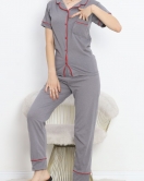 Önü Cepli Pijama Takımı Grikırmızı - 11404.1048.