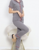 Önü Cepli Pijama Takımı Grikırmızı - 11404.1048.