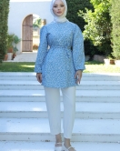 Desenli Tunik Mavi - 20275.1778.