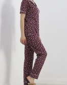 Düğmeli Pijama Takımı Mürdüm - 18948.1567.