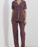 Düğmeli Pijama Takımı Mürdüm - 18948.1567.