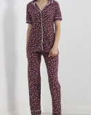 Düğmeli Pijama Takımı Mürdüm - 18948.1567.