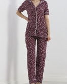 Düğmeli Pijama Takımı Mürdüm - 18948.1567.