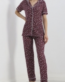Düğmeli Pijama Takımı Mürdüm - 18948.1567.