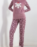 Peluş Polar Pijama Takımı Lilabeyaz - 19178.1050.