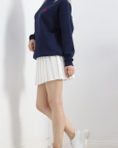 Kalp Nakışlı Şardonlu Oversize Sweat Lacivert - 21621.200.