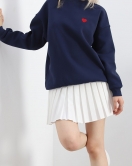 Kalp Nakışlı Şardonlu Oversize Sweat Lacivert - 21621.200.