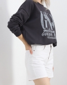Baskılı İki İplik Oversize Sweat Füme - 21648.200.