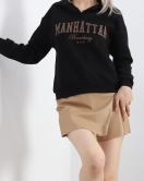 Üç İplik Gömlek Yaka Oversize Sweat Siyah - 21624.200.