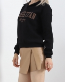 Üç İplik Gömlek Yaka Oversize Sweat Siyah - 21624.200.