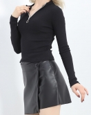 Yarım Fermuarlı Body Siyah - 19088.599.