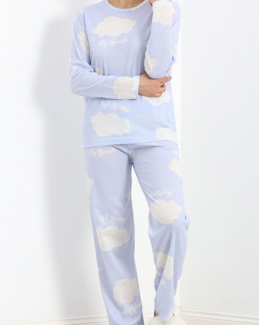 Alt Üst Aynı Rotasyon Pijama Takımı Buzmavi - 788.1287.