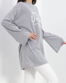 Baskılı Oversize Suprem Tunik Gri - 20217.1567.