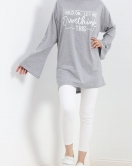 Baskılı Oversize Suprem Tunik Gri - 20217.1567.