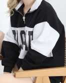 Baskılı Fermuarlı Sweat Siyah - 21623.200.