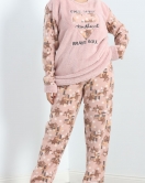 Battal Polar Pijama Takımı Pudrakahve - 19199.1048.