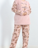 Battal Polar Pijama Takımı Pudrakahve - 19199.1048.