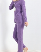 Nakışlı Fitilli Pijama Takımı Mor - 19217.1048.