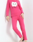 Nakışlı Fitilli Pijama Takımı Fuşya - 19219.1048.