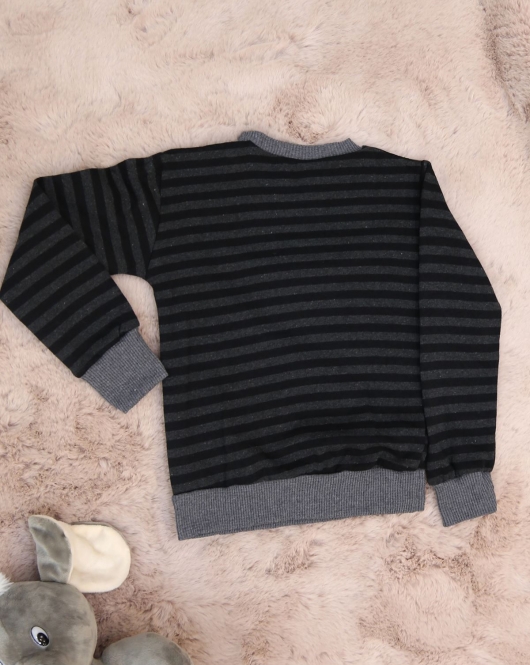 5-12 Yaş Çocuk Çizgili Sweat Siyahfüme - 15577.1250.