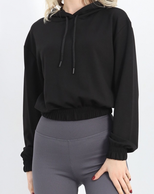 Kısa Kapşonlu Sweat Siyah - 1791.1095.