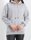 3 İplik Kapşonlu Basic Sweat Gri - 20074.1878.