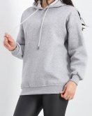 3 İplik Kapşonlu Basic Sweat Gri - 20074.1878.