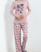 Baskılı Poliviskon Pijama Takımı Güllaci - 302.1287.