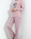Baskılı Poliviskon Pijama Takımı Güllaci - 302.1287.