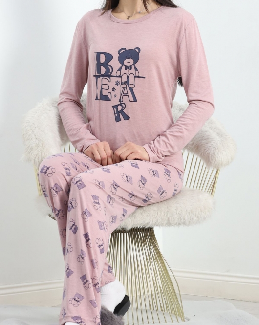 Baskılı Poliviskon Pijama Takımı Güllaci - 302.1287.