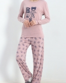 Baskılı Poliviskon Pijama Takımı Güllaci - 302.1287.
