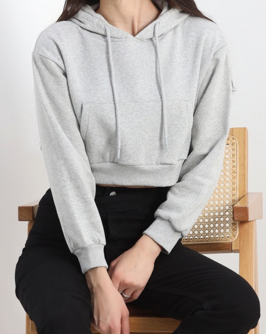 Şardonlu Oversize Crop Sweat Gri1 - 21391.200.