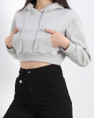 Şardonlu Oversize Crop Sweat Gri1 - 21391.200.