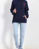 Kanguru Cepli Kalp Nakışlı Sweat Lacivert - 3096.275.