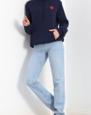 Kanguru Cepli Kalp Nakışlı Sweat Lacivert - 3096.275.