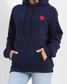 Kanguru Cepli Kalp Nakışlı Sweat Lacivert - 3096.275.