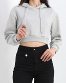 Şardonlu Oversize Crop Sweat Gri1 - 21391.200.