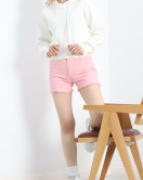 3 İplik Kapşonlu Crop Sweat Ekru - 20967.1878.