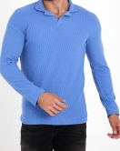Polo Yaka Uzun Kol Erkek Sweatshirt Mavi - 20127.1874.