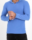 Polo Yaka Uzun Kol Erkek Sweatshirt Mavi - 20127.1874.