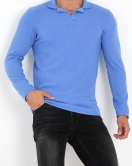 Polo Yaka Uzun Kol Erkek Sweatshirt Mavi - 20127.1874.