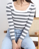 Çizgili U Yaka Body Füme - 11708.1567.
