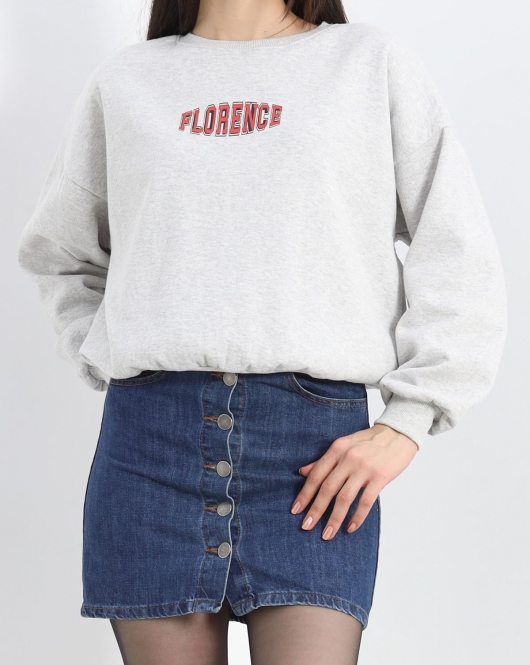 Ön Arka Baskılı Oversize Sweat Gri - 21503.200.