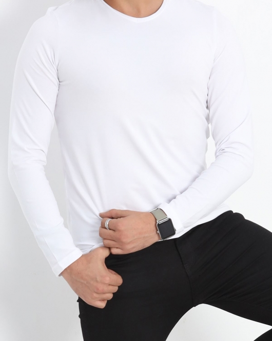 Uzun Kollu V Yaka Erkek Sweatshirt Beyaz - 19647.200.