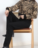 Desenli 3 İplik Crop Sweat Leopar - 20109.1868.