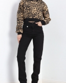 Desenli 3 İplik Crop Sweat Leopar - 20109.1868.