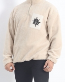 Etnik Cep Nakışlı Erkek Peluş Sweat Bej - 19319.1885.