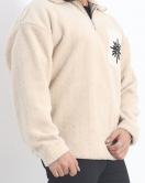 Etnik Cep Nakışlı Erkek Peluş Sweat Bej - 19319.1885.